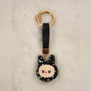Cute Black and Gold Labubu Keychain with Character Charm Bag Charm